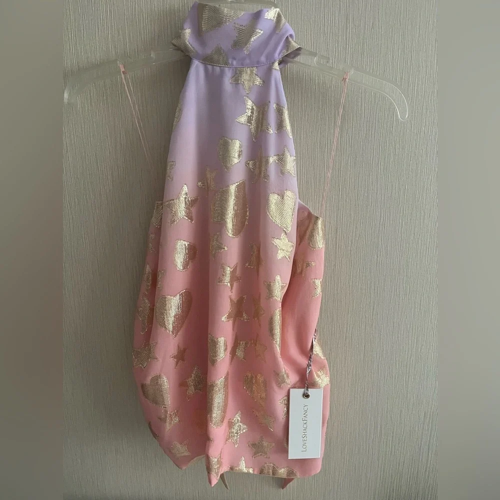 LoveShackFancy Boca Handkerchief Halter Top in color Sunset Orange Ombré sz M - Picture 6 of 16